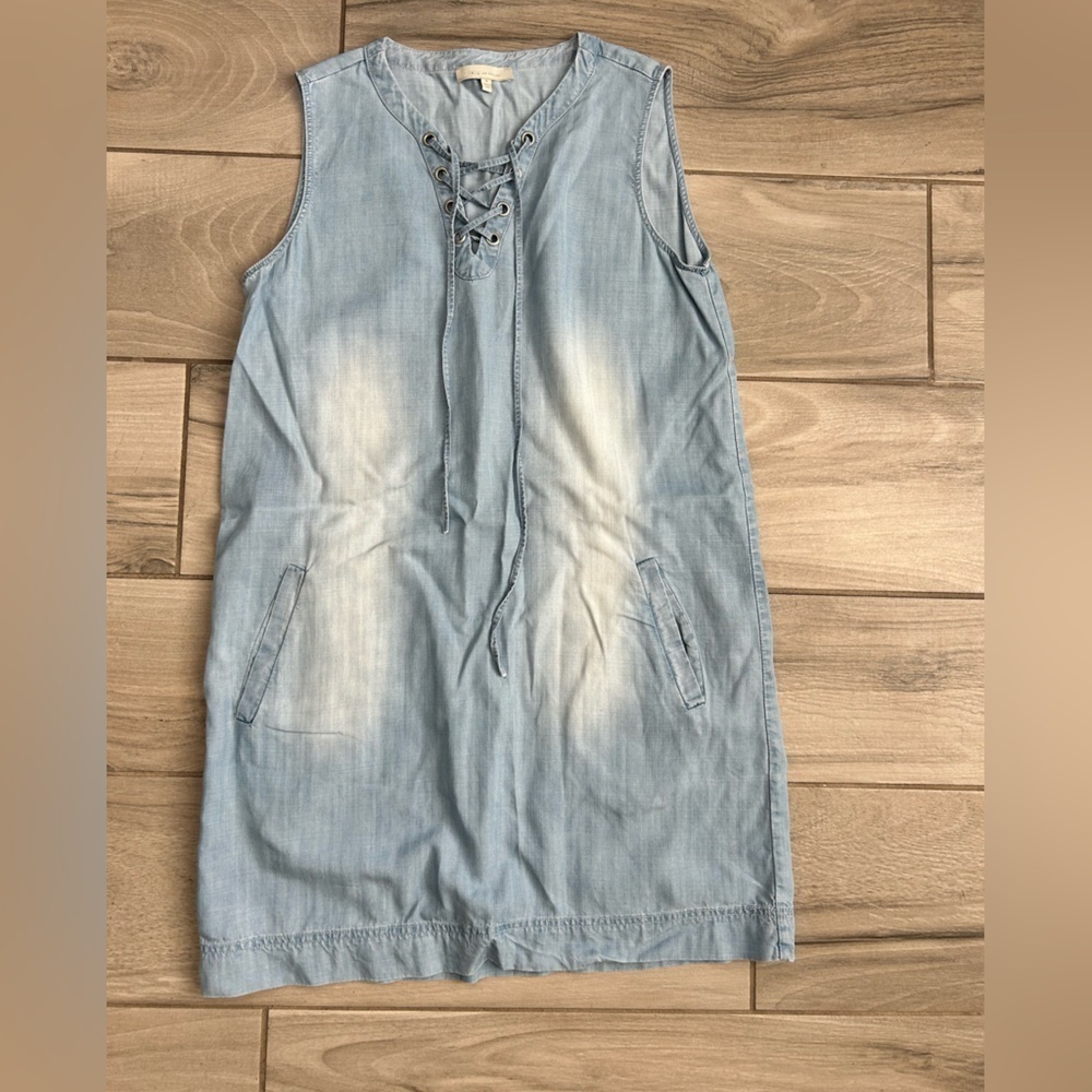 Light Blue Lace-Up Denim Dress MN